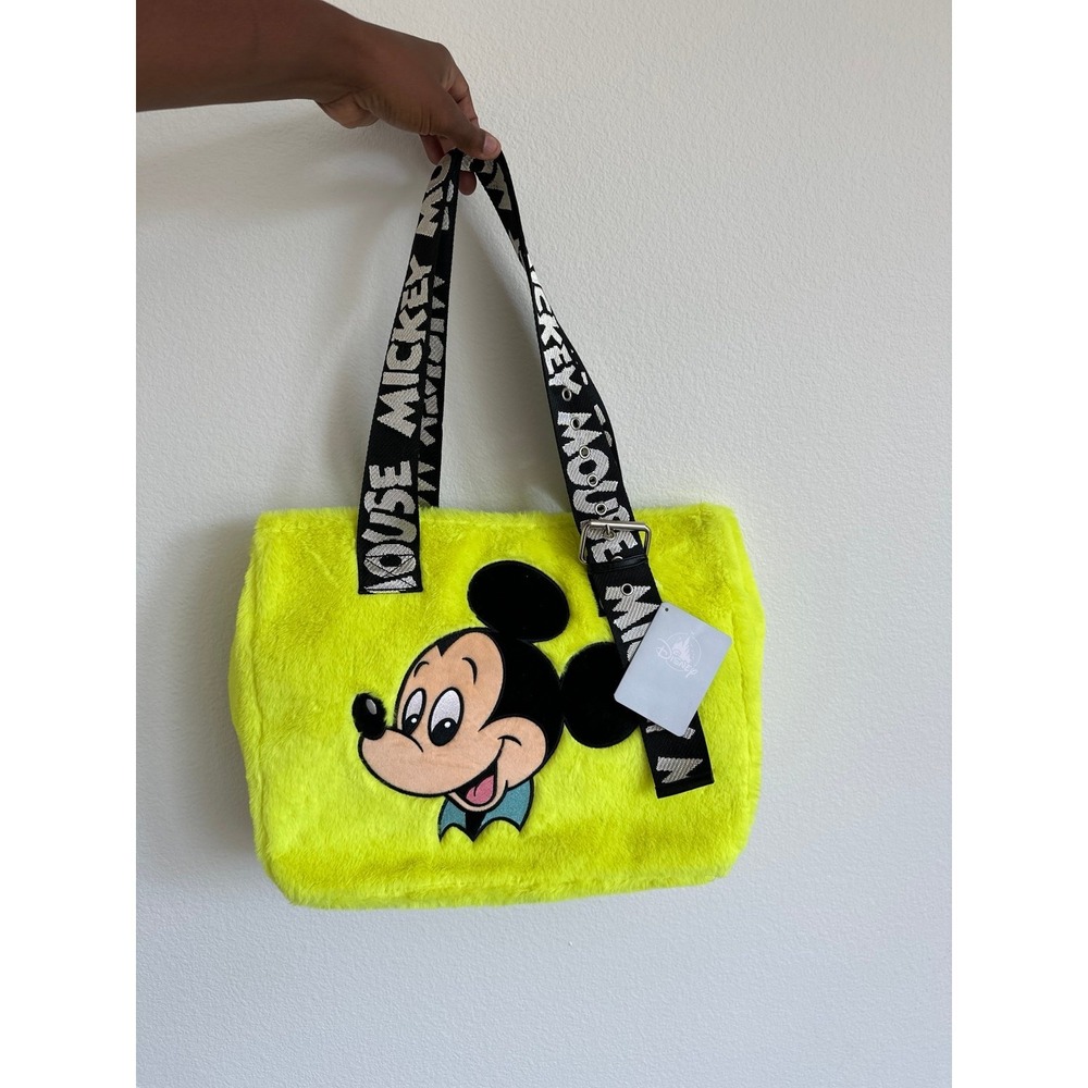 Disney Store Neon Green Faux Fur Mickey Mouse Purse